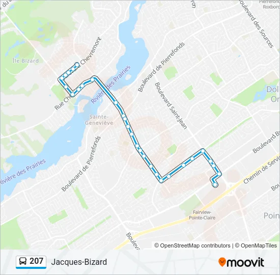 Plan de la ligne 207 de bus