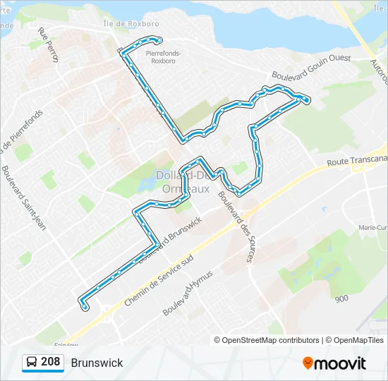 208 Bus Line Map