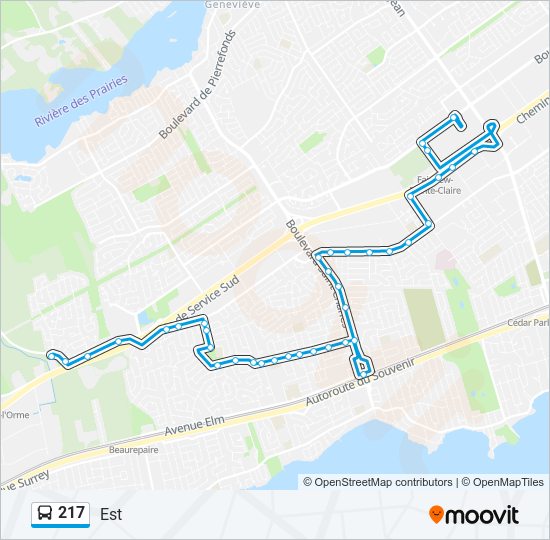 217 bus Line Map