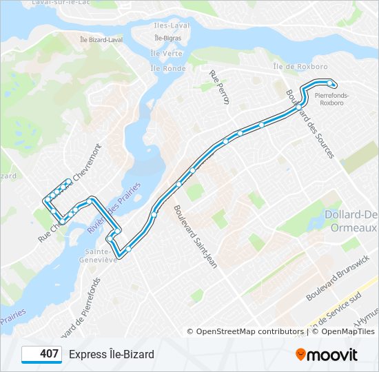 Plan de la ligne 407 de bus