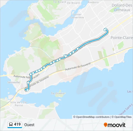 Plan de la ligne 419 de bus