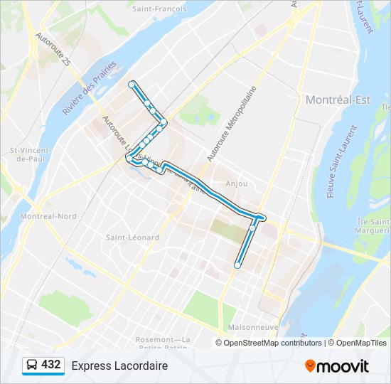 Plan de la ligne 432 de bus