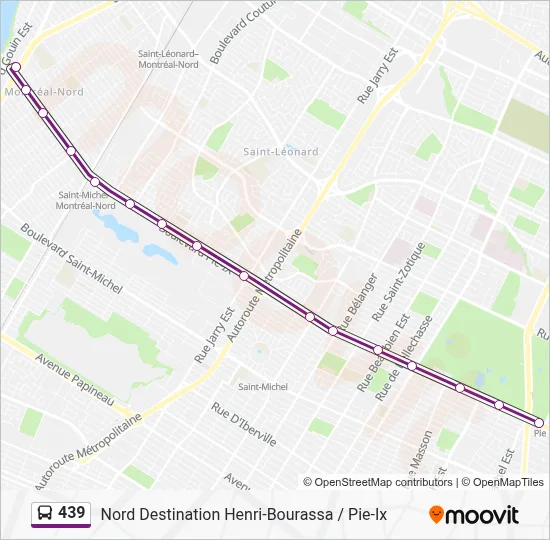 439 Route: Schedules, Stops & Maps - Nord Destination Henri-Bourassa ...