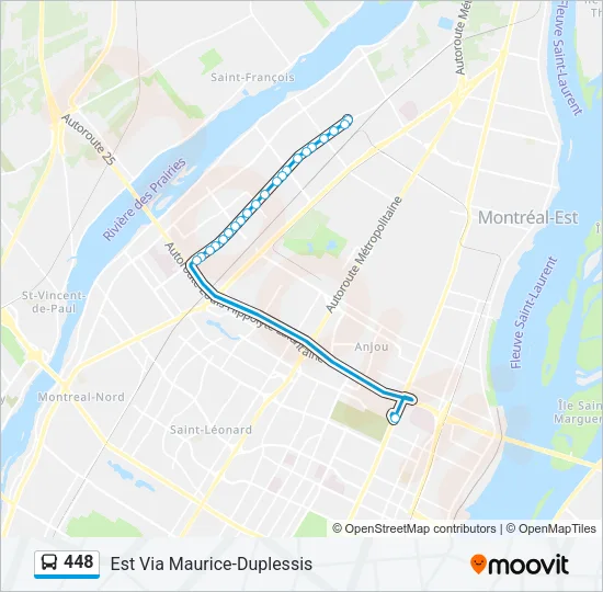Plan de la ligne 448 de bus