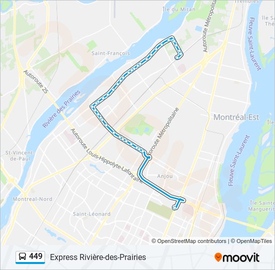 449 bus Line Map