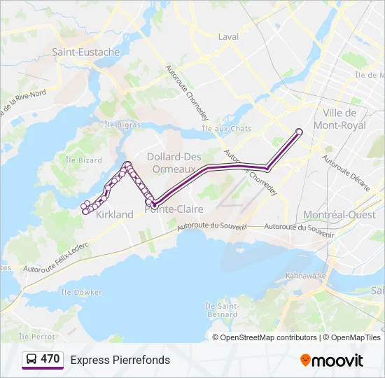Plan de la ligne 470 de bus