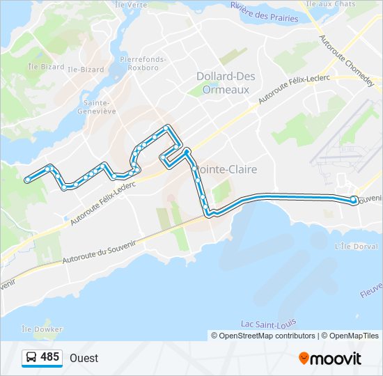 Plan de la ligne 485 de bus