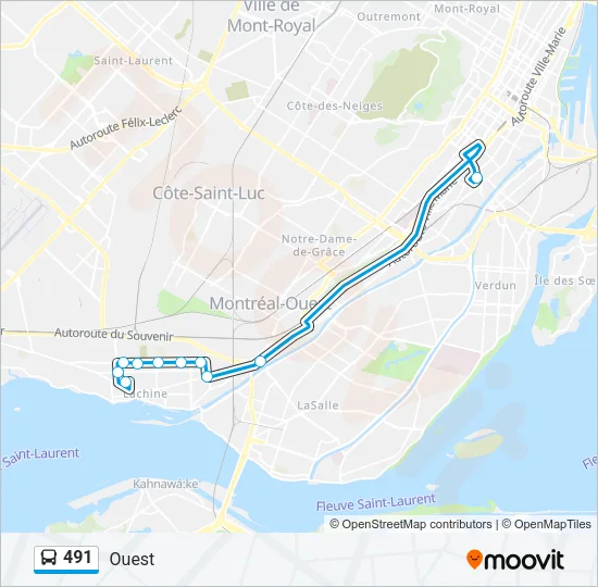 Plan de la ligne 491 de bus