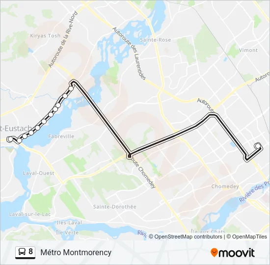 Plan de la ligne 8 de bus