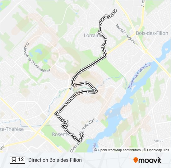 Plan de la ligne 12 de bus