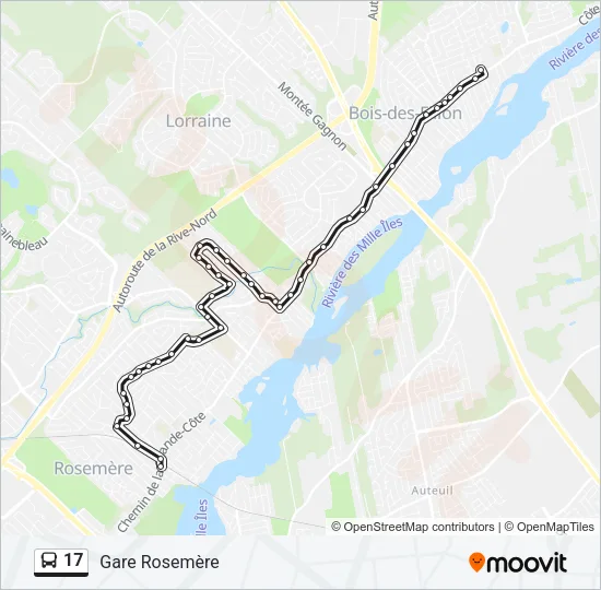 Plan de la ligne 17 de bus