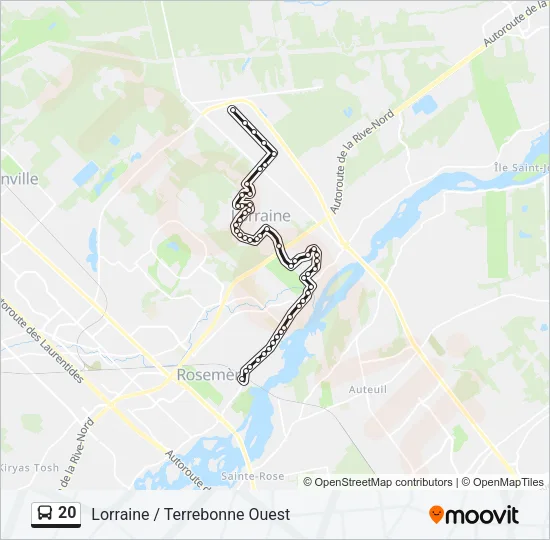 Plan de la ligne 20 de bus