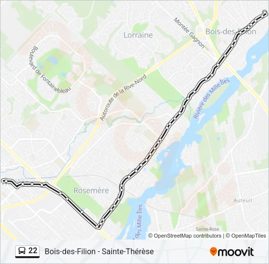 Plan de la ligne 22 de bus