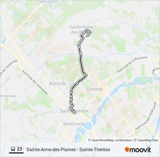 Plan de la ligne 23 de bus