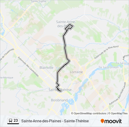 Plan de la ligne 23 de bus