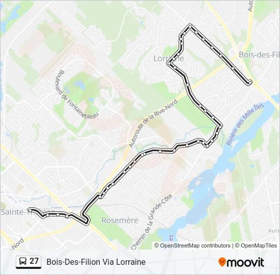 Plan de la ligne 27 de bus