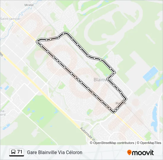 Plan de la ligne 71 de bus