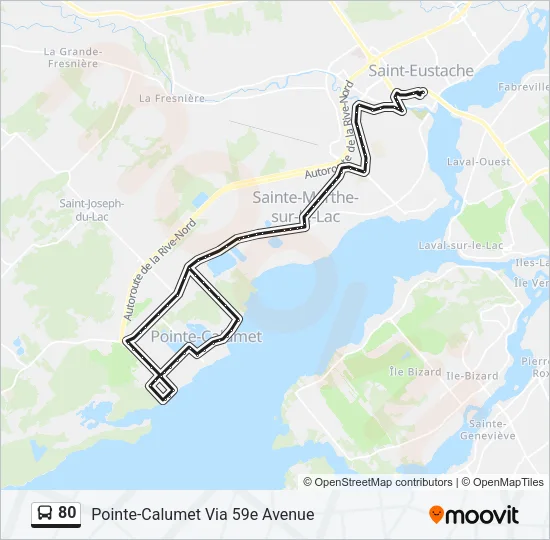 80 Bus Line Map