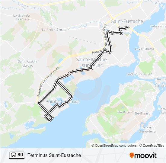 Plan de la ligne 80 de bus