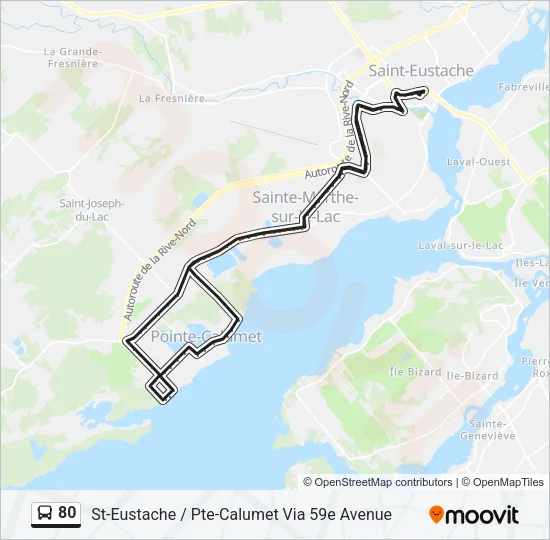 80 Bus Line Map
