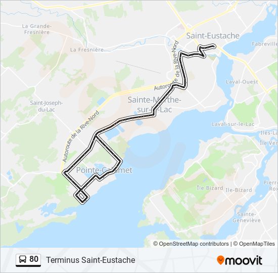 Plan de la ligne 80 de bus