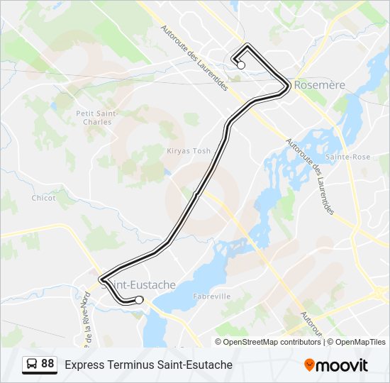 Plan de la ligne 88 de bus