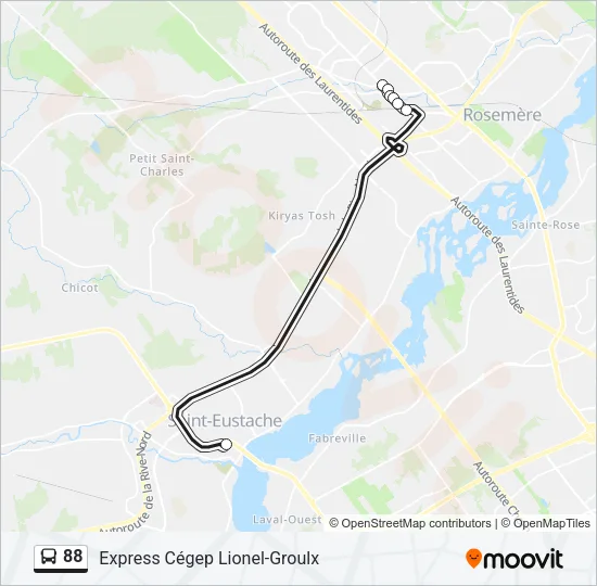Plan de la ligne 88 de bus