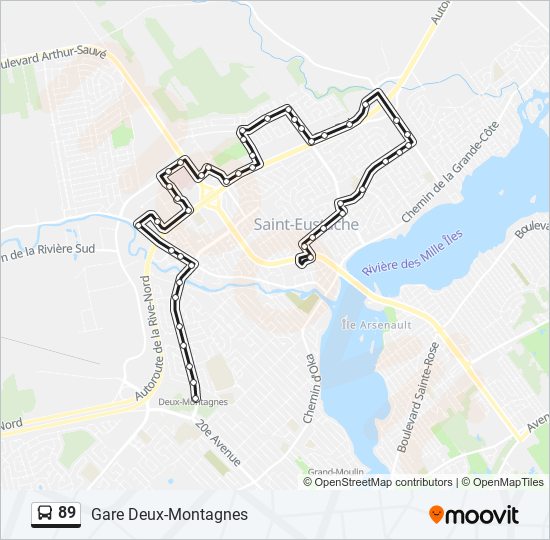 Plan de la ligne 89 de bus