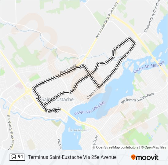 91 Bus Line Map