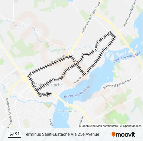 91 Bus Line Map