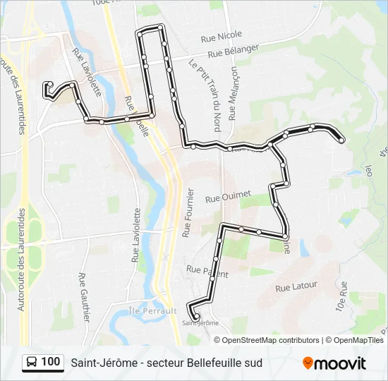 Plan de la ligne 100 de bus