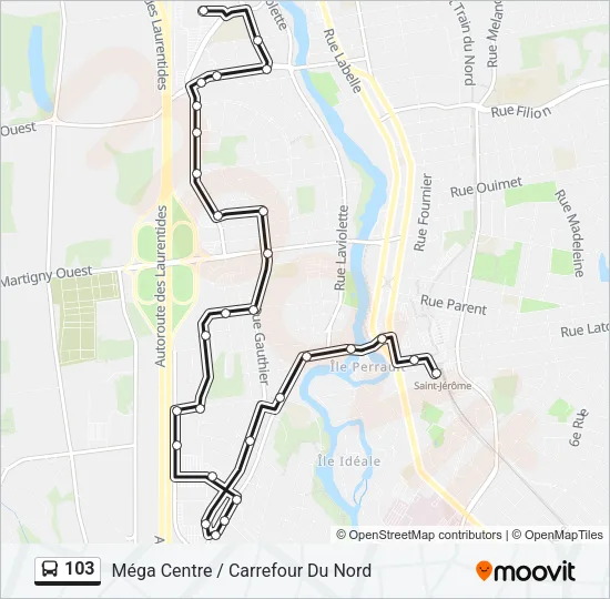 103 Bus Line Map