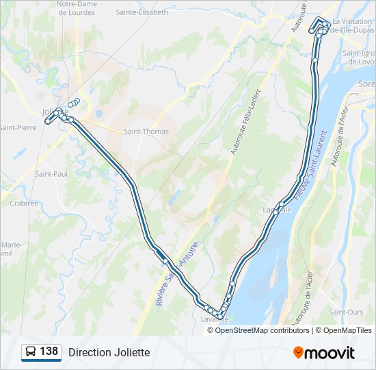 Plan de la ligne 138 de bus