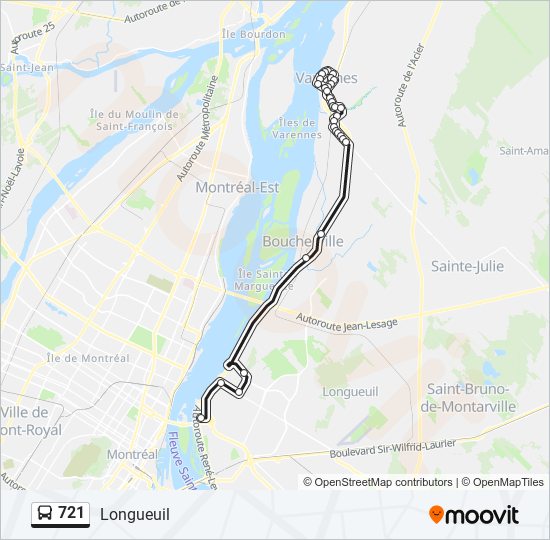 Plan de la ligne 721 de bus