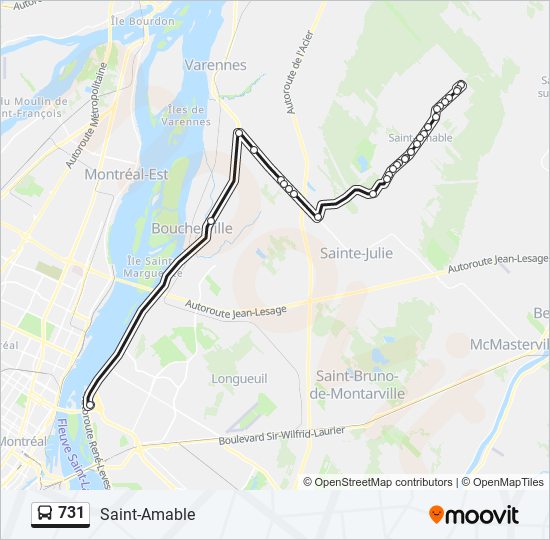 Plan de la ligne 731 de bus