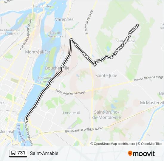Plan de la ligne 731 de bus