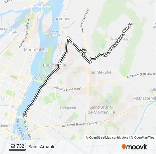 Plan de la ligne 732 de bus