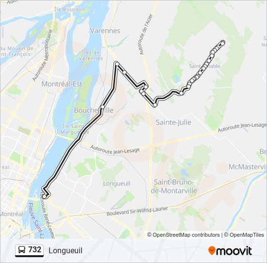 732 bus Line Map