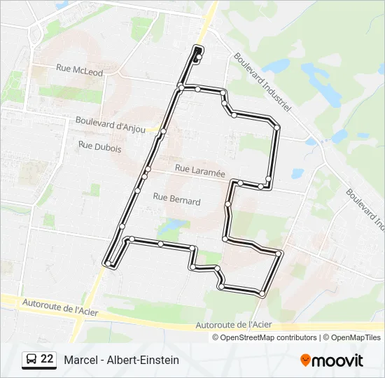 Plan de la ligne 22 de bus