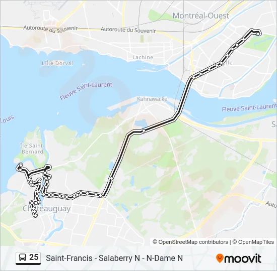 25 Bus Line Map