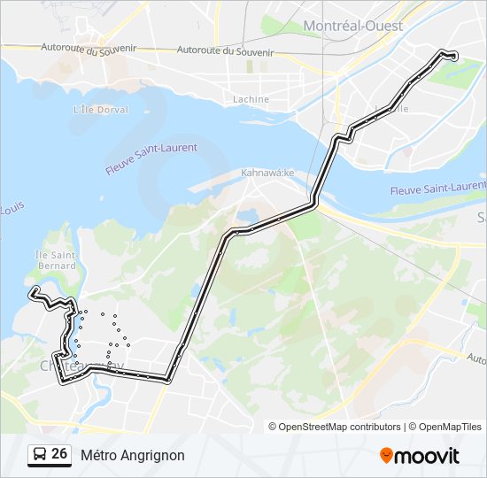 Plan de la ligne 26 de bus