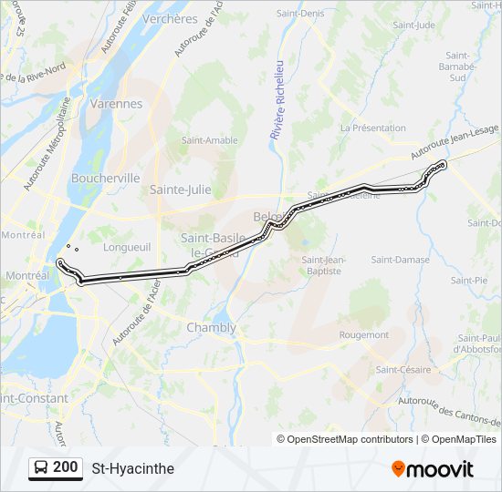 Plan de la ligne 200 de bus