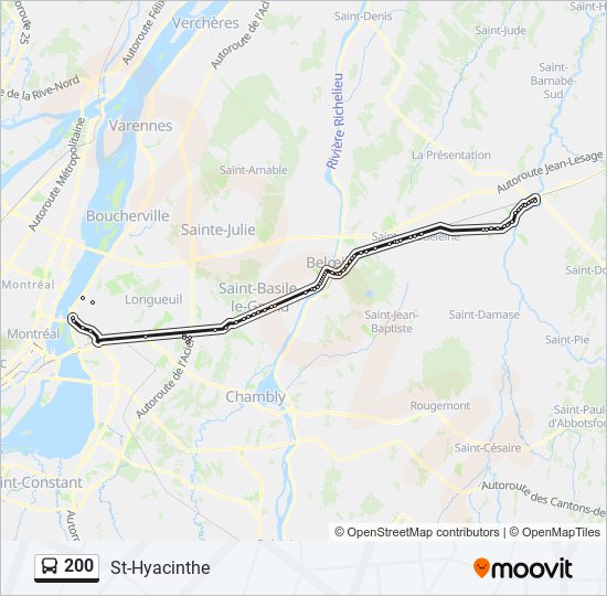 Plan de la ligne 200 de bus