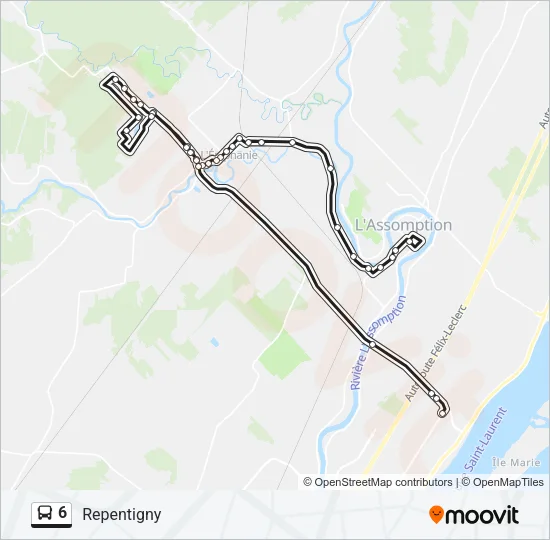 Plan de la ligne 6 de bus