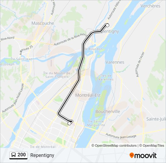 200 Bus Line Map