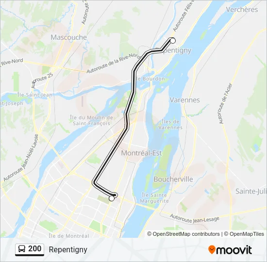 200 Bus Line Map