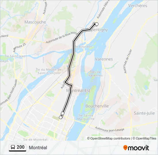 200 Bus Line Map