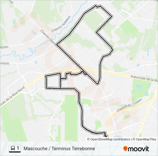 Plan de la ligne 1 de bus