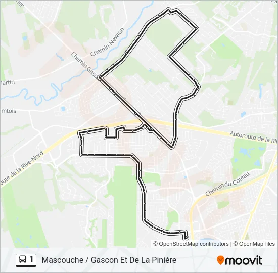 Plan de la ligne 1 de bus