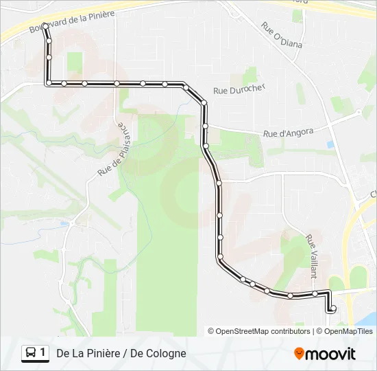 Plan de la ligne 1 de bus